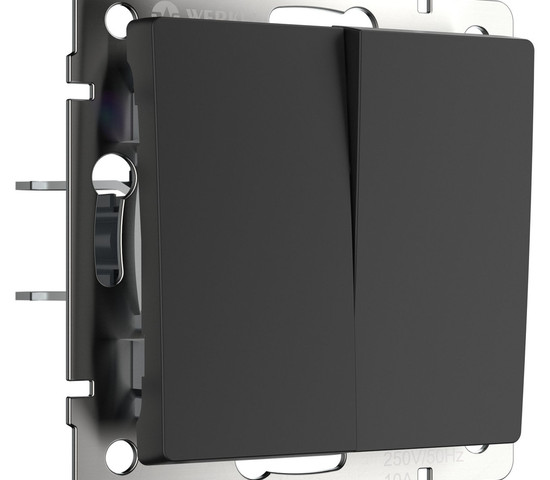 W1123006/ Перекрестный выключатель двухклавишный (чёрный)