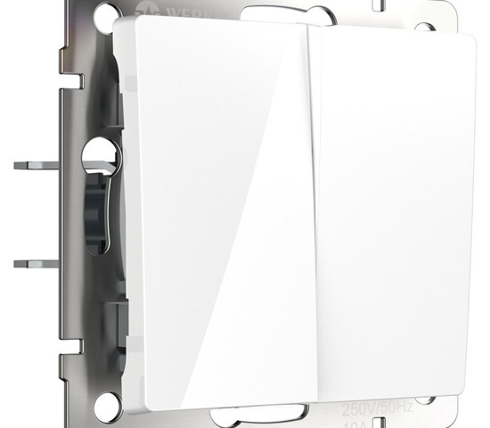 W1123001/ Перекрестный выключатель двухклавишный (белый)