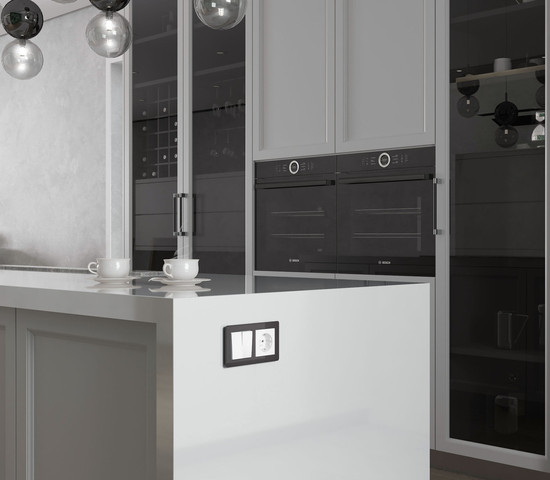 W1123001/ Перекрестный выключатель двухклавишный (белый)