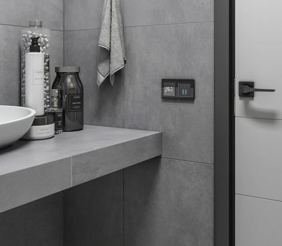 W4520008/ Сенсорный выключатель двухклавишный с подсветкой 1000 Вт (черный)