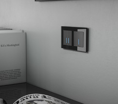 W4520008/ Сенсорный выключатель двухклавишный с подсветкой 1000 Вт (черный)