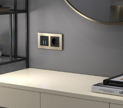 W4520008/ Сенсорный выключатель двухклавишный с подсветкой 1000 Вт (черный)