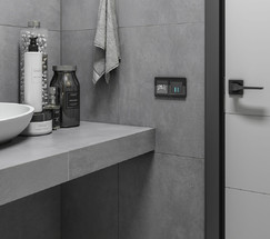 W4520008/ Сенсорный выключатель двухклавишный с подсветкой 1000 Вт (черный)