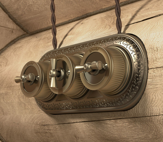 W5720012/ Выключатель на 4 положения двухклавишный (бронзовый) Ретро