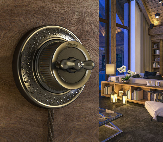 W5720012/ Выключатель на 4 положения двухклавишный (бронзовый) Ретро