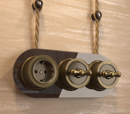 W5720012/ Выключатель на 4 положения двухклавишный (бронзовый) Ретро