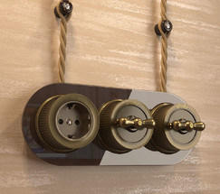 W5720012/ Выключатель на 4 положения двухклавишный (бронзовый) Ретро