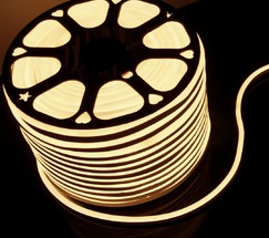 Гибкий неон LS001 220V 9.6W 120Led 2835 IP67 3300K односторонний теплый белый, 50 м