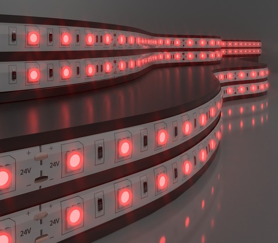 Лента светодиодная 60Led 14,4W IP65 красный (5050 24V 60Led 14,4W IP65)