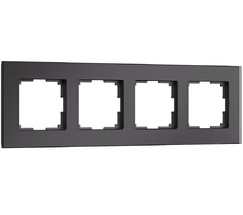 W0043108/ Рамка на 4 поста Senso (черный, стекло soft-touch)