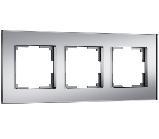W0033106/ Рамка на 3 поста Senso (серебряный, стекло soft-touch)