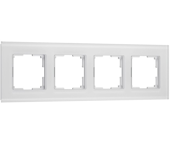W0043101/ Рамка на 4 поста Senso (белый, стекло soft-touch)