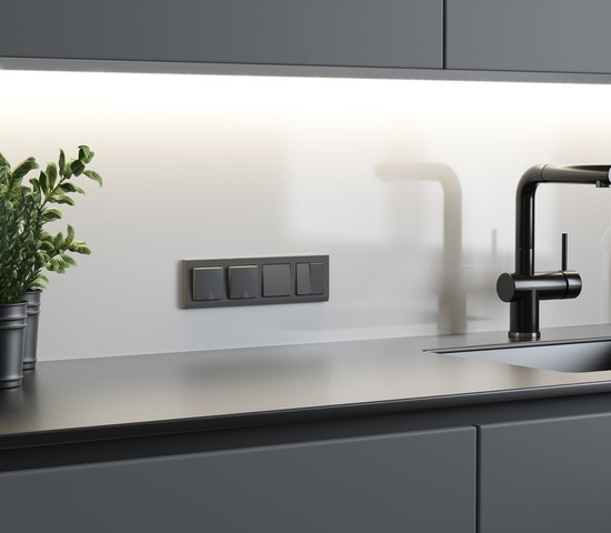 W1123064/ Перекрестный выключатель двухклавишный (графит матовый)