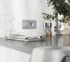 W1123065/ Перекрестный выключатель двухклавишный (серебряный матовый)