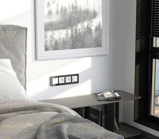 W0042448/ Рамка на 4 поста Elite (черный, стекло)