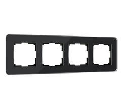 W0042448/ Рамка на 4 поста Elite (черный, стекло)