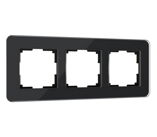 W0032448/ Рамка на 3 поста Elite (черный, стекло)