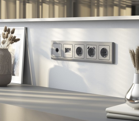 W1179565/ Накладка для розетки USB  (серебряный матовый)