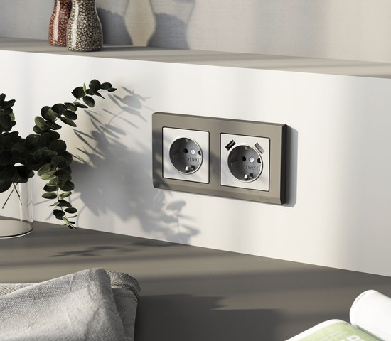 W1179565/ Накладка для розетки USB  (серебряный матовый)