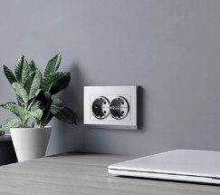 W1172065/ Розетка двойная с заземлением (серебряный матовый)