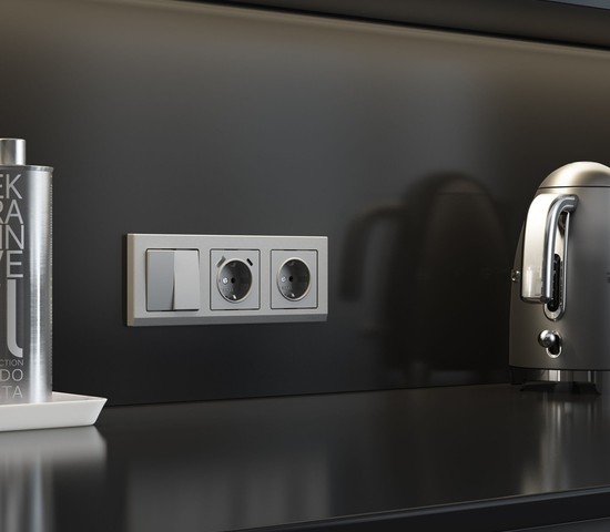 W1171765/ Розетка с заземлением, шторками и USB тип A+C  (серебряный матовый)