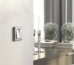 W1122165/ Выключатель двухклавишный проходной с подсветкой (серебряный матовый)