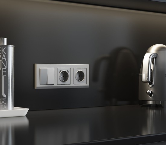 W1122065/ Выключатель двухклавишный проходной (серебряный матовый)