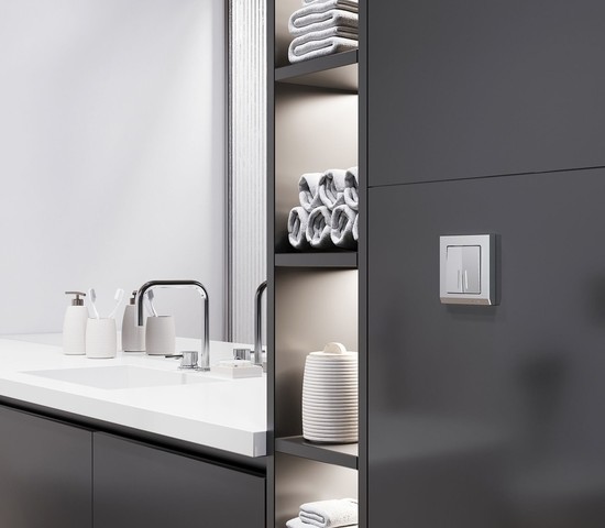 W1120165/ Выключатель двухклавишный с подсветкой (серебряный матовый)