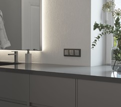 W1120165/ Выключатель двухклавишный с подсветкой (серебряный матовый)