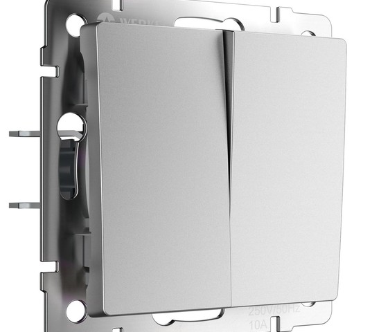 W1120065/ Выключатель двухклавишный (серебряный матовый)