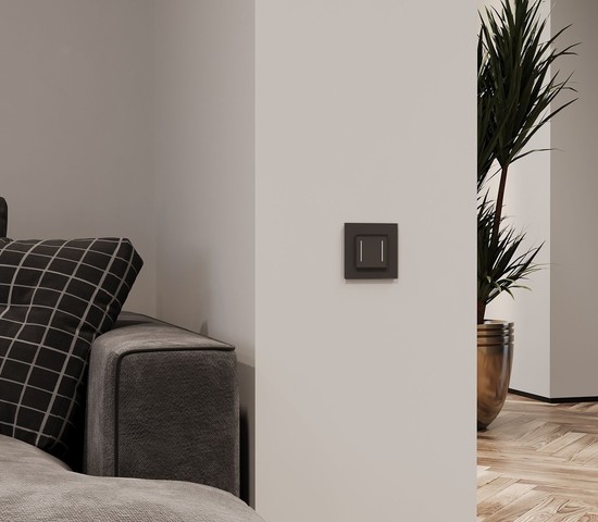 W4522008/ Сенсорный выключатель двухклавишный с подсветкой (черный)