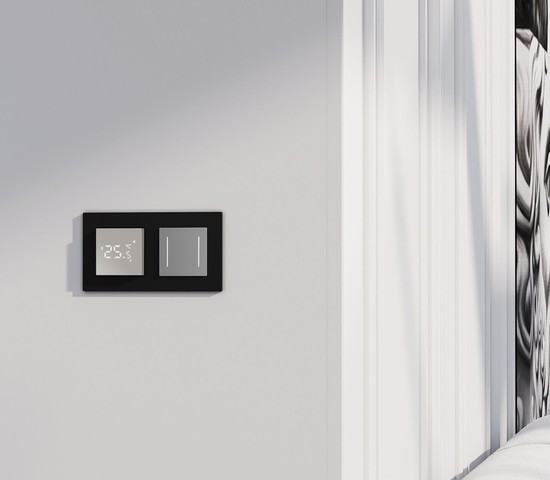 W4522006/ Сенсорный выключатель двухклавишный с подсветкой (серебряный)