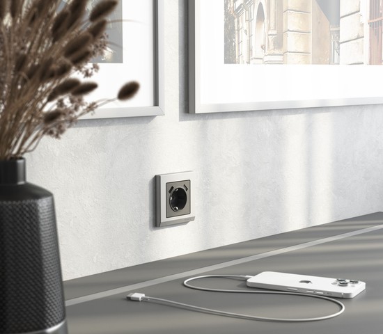 W1179564/ Накладка для розетки USB  (графит матовый)