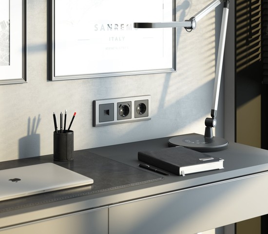 W1179564/ Накладка для розетки USB  (графит матовый)