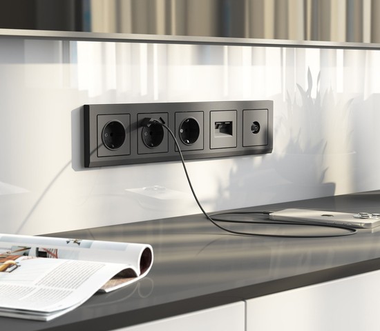 W1183064/ ТВ-розетка оконечная (графит матовый)