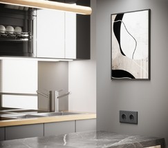 W1171164/ Розетка с заземлением и шторками (графит матовый)