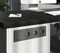 W1112164/ Выключатель одноклавишный проходной с подсветкой (графит матовый)