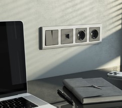 W1120064/ Выключатель двухклавишный (графит матовый)