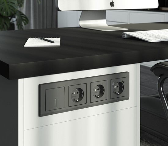 W1110164/ Выключатель одноклавишный с подсветкой (графит матовый)