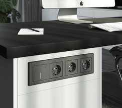 W1110164/ Выключатель одноклавишный с подсветкой (графит матовый)