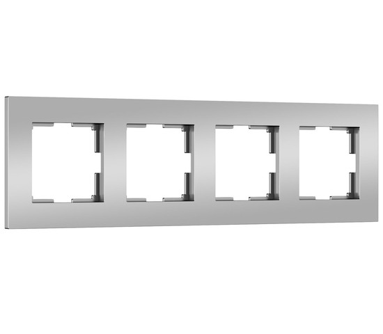 W0042965/ Рамка на 4 поста Slab (серебро матовый)