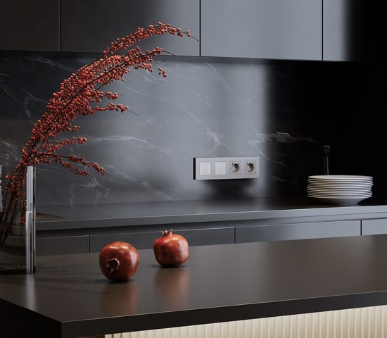 W0042965/ Рамка на 4 поста Slab (серебро матовый)