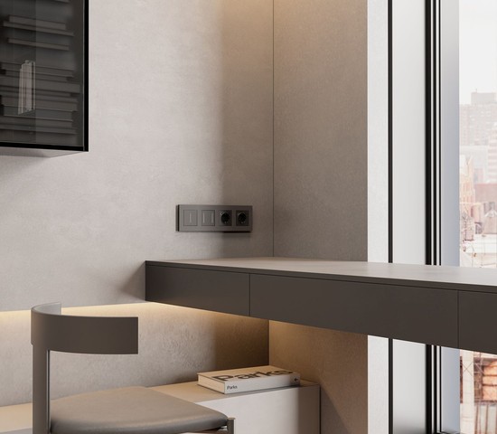 W0042963/ Рамка на 4 поста Slab (бронза матовый)