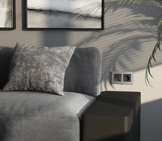 W0022965/ Рамка на 2 поста Slab (серебро матовый)