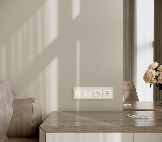 W0042962/ Рамка на 4 поста Slab (айвори матовый)