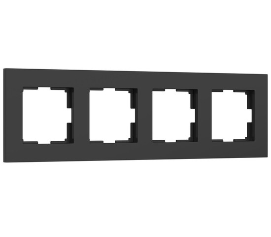 W0042908/ Рамка на 4 поста Slab (черный матовый)