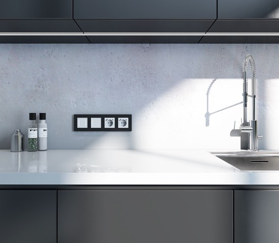 W0042908/ Рамка на 4 поста Slab (черный матовый)