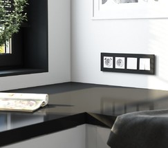 W0042908/ Рамка на 4 поста Slab (черный матовый)