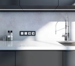 W0042908/ Рамка на 4 поста Slab (черный матовый)