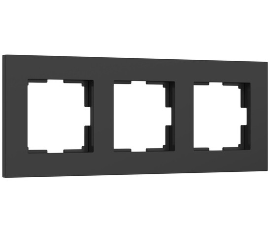 W0032908/ Рамка на 3 поста Slab (черный матовый)